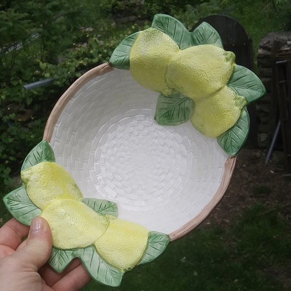 Vintage Fitz and Floyd Fruit Basket Weave Lemon bowl - Picture 13 of 15